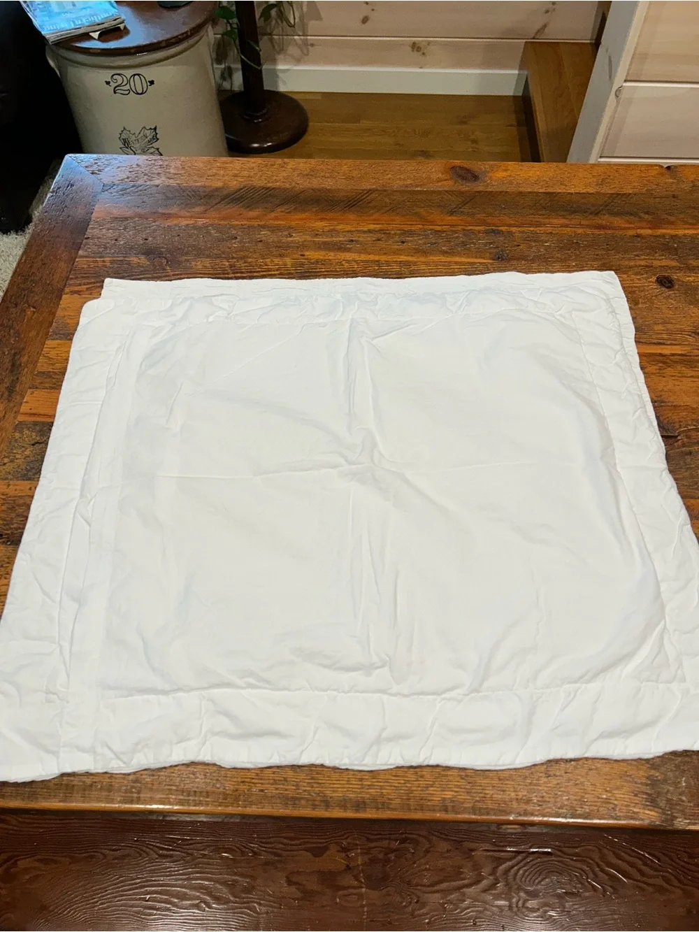 Pottery Barb White Ruched Cotton Pillow Sham - Standard Size.